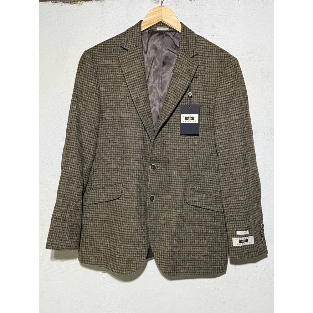 Joseph Abboud Men's 40S NWT Brown Houndstooth 100% Wool Slim Fit Sport Coat